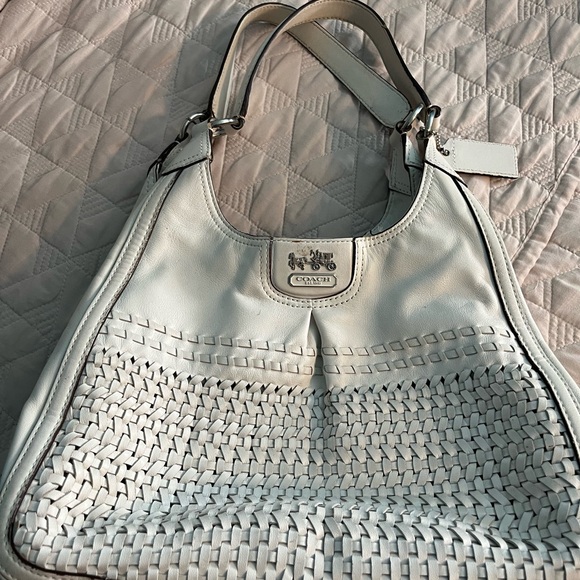 Coach white Woven Leather Shoulder Bag - Picture 1 of 7